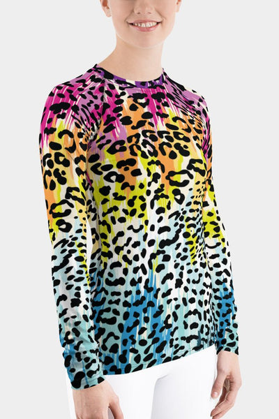 Colorful Leopard Women's Rash Guard - SeeMyLeggings