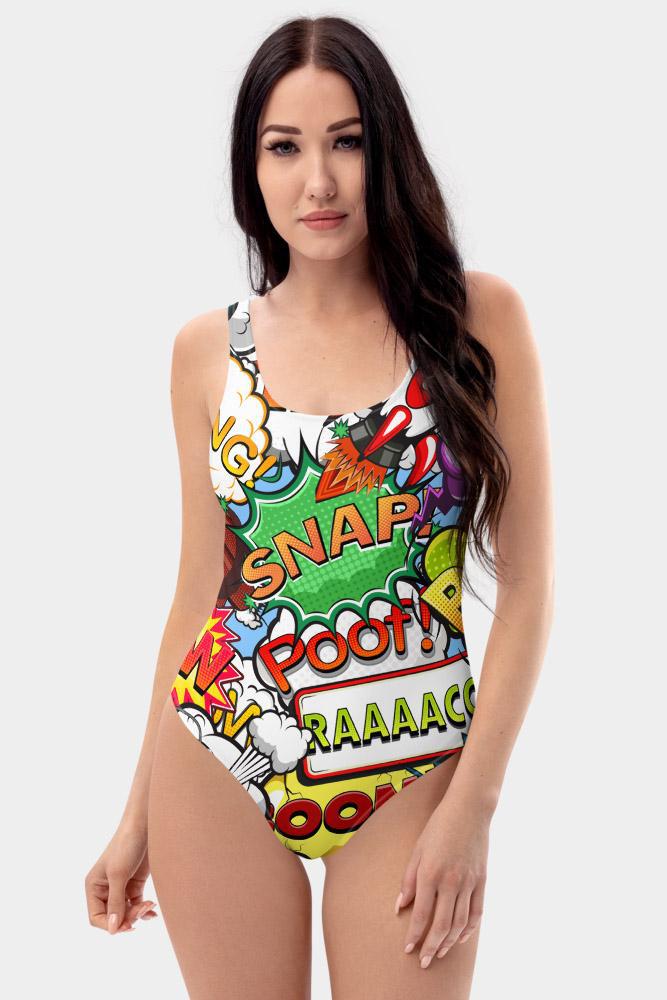 Comic Pop Art One-Piece Swimsuit - SeeMyLeggings