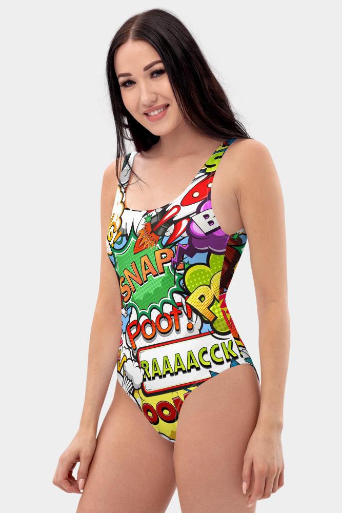 Comic Pop Art One-Piece Swimsuit - SeeMyLeggings