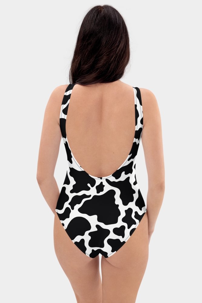 Cow Print One-Piece Swimsuit - SeeMyLeggings
