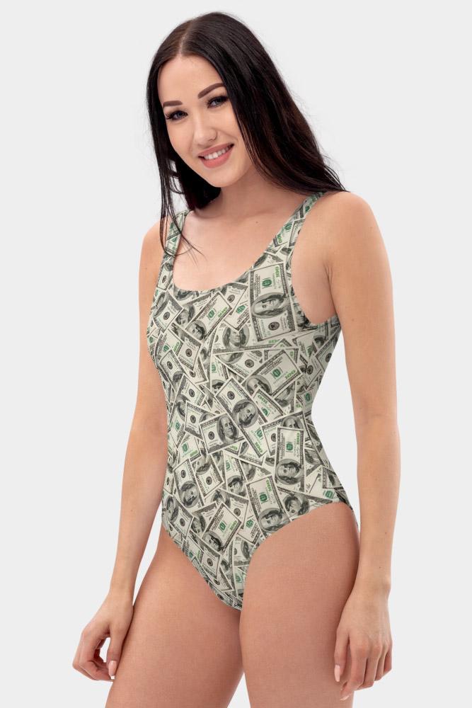 Dollar Bill One-Piece Swimsuit - SeeMyLeggings