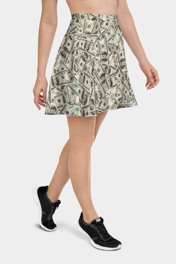 Dollar BIll Skater Skirt - SeeMyLeggings