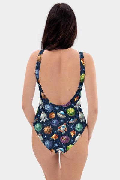 Galaxy Planets One-Piece Swimsuit - SeeMyLeggings