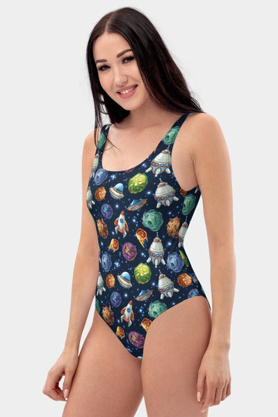 Galaxy Planets One-Piece Swimsuit - SeeMyLeggings