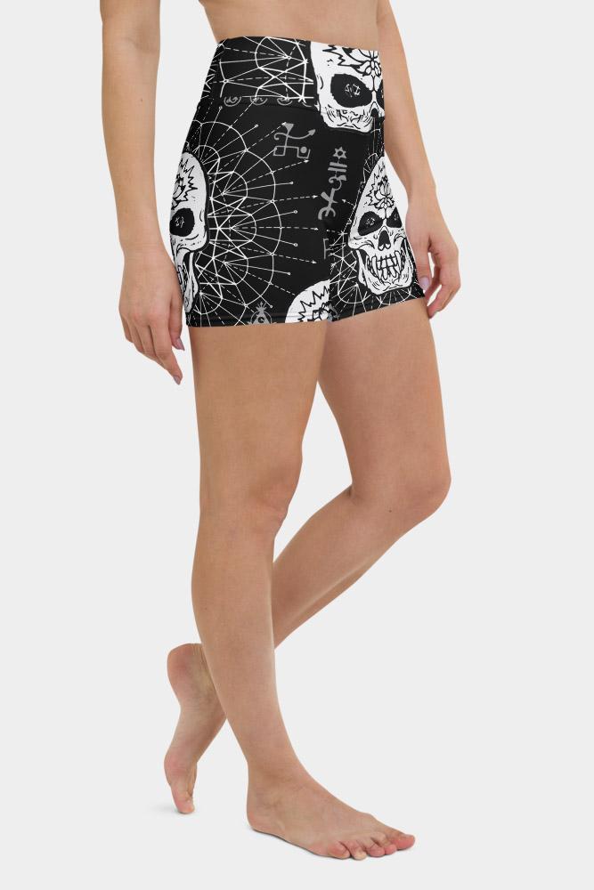 Gothic Skull Yoga Shorts - SeeMyLeggings