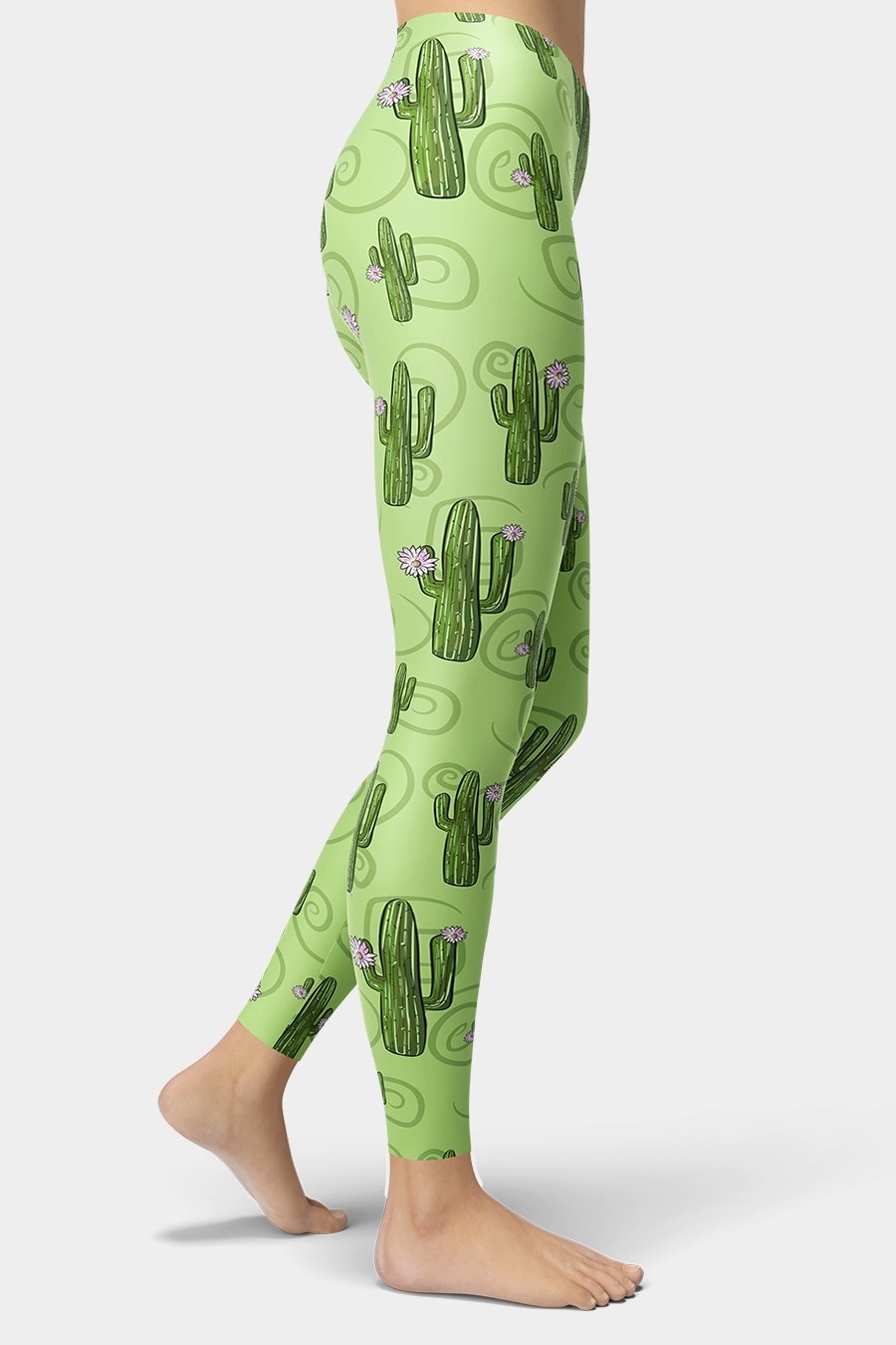 Green Cactus Printed Leggings - SeeMyLeggings