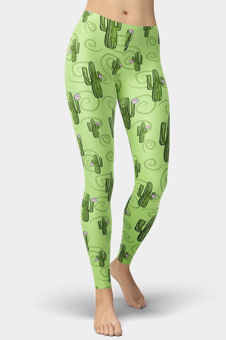 Green Cactus Printed Leggings - SeeMyLeggings