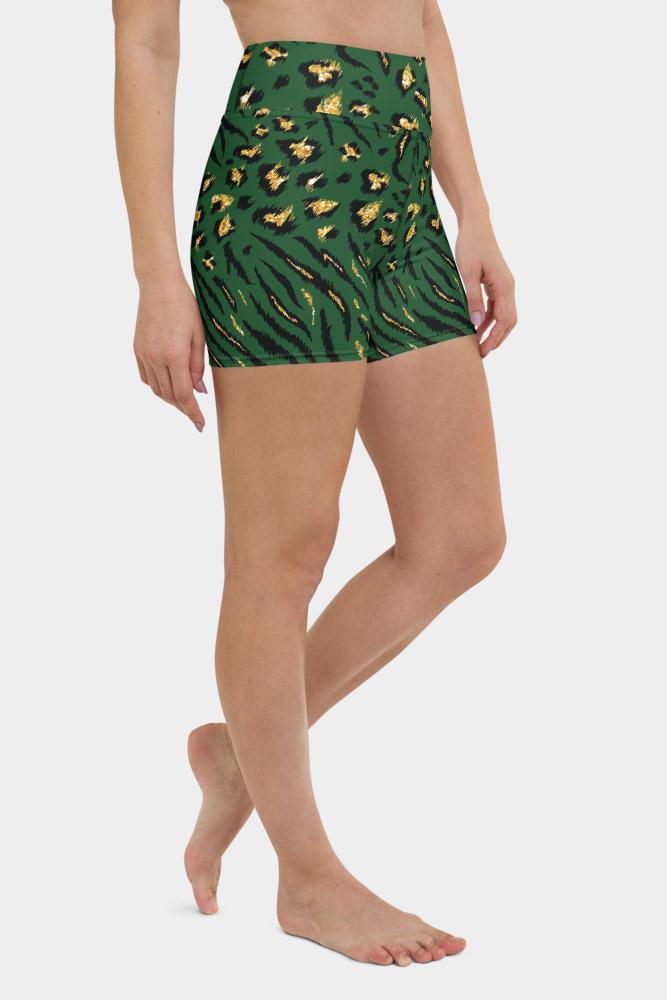 Green Cheetah Yoga Shorts - SeeMyLeggings