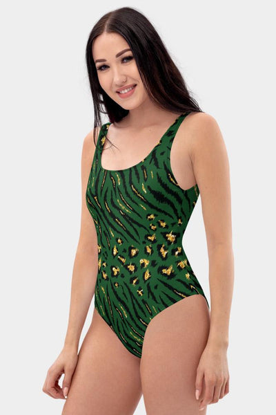 Green Leopard One-Piece Swimsuit - SeeMyLeggings