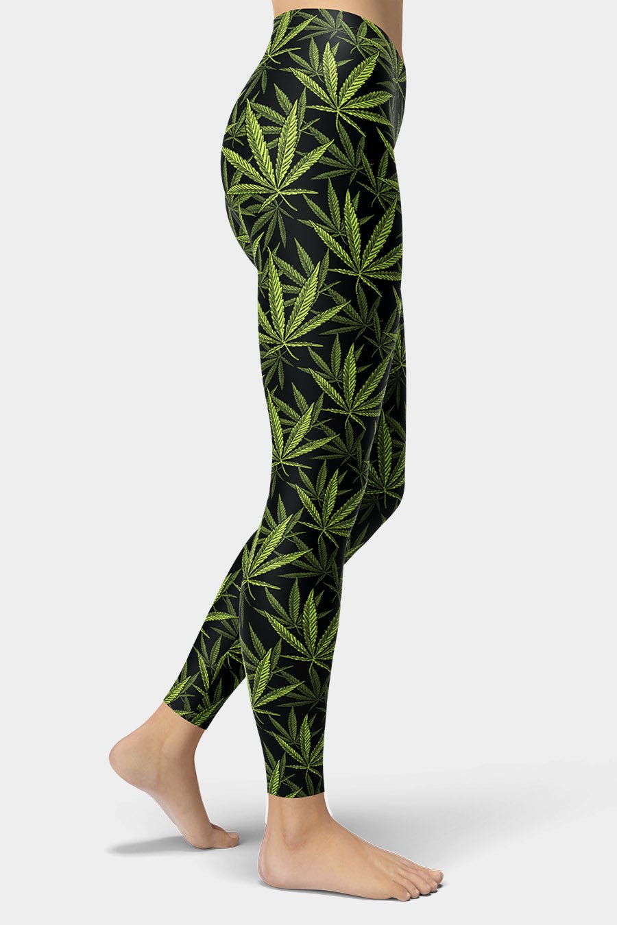 Green Marijuana Leaf Leggings - SeeMyLeggings