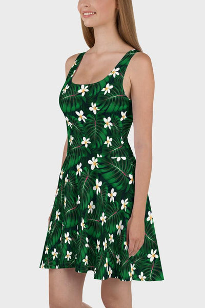 Green Tropical Skater Dress - SeeMyLeggings
