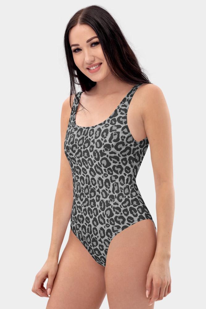 Grey Leopard One-Piece Swimsuit - SeeMyLeggings