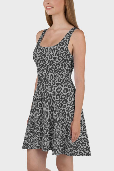 Grey Leopard Skater Dress - SeeMyLeggings
