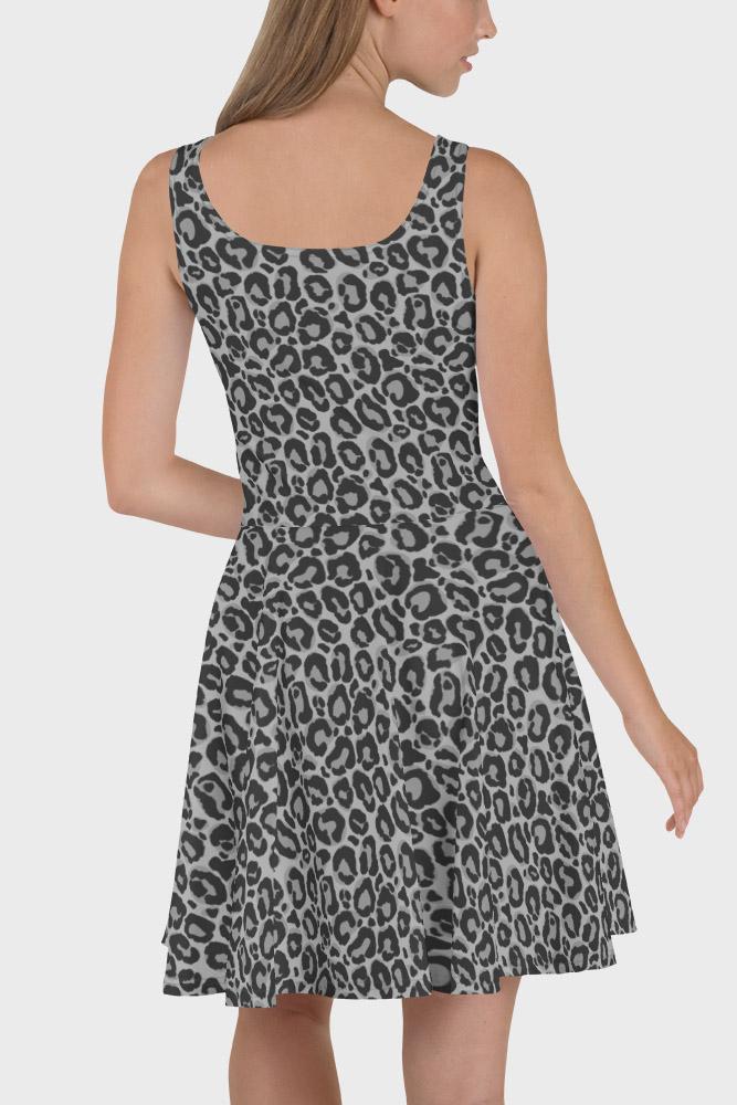 Grey Leopard Skater Dress - SeeMyLeggings