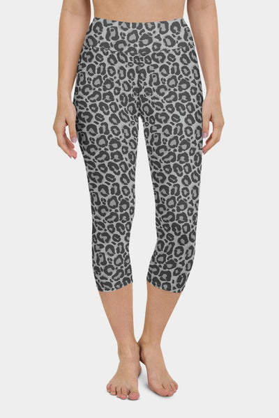 Grey Leopard Yoga Capris - SeeMyLeggings