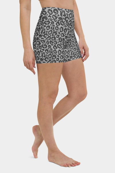 Grey Leopard Yoga Shorts - SeeMyLeggings