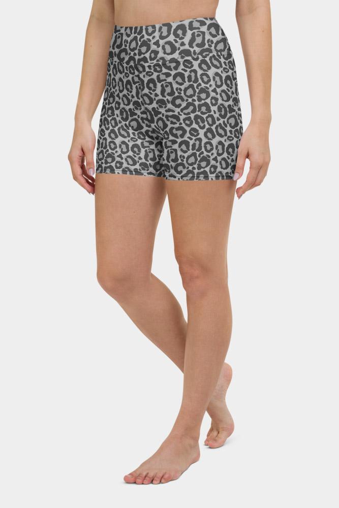 Grey Leopard Yoga Shorts - SeeMyLeggings