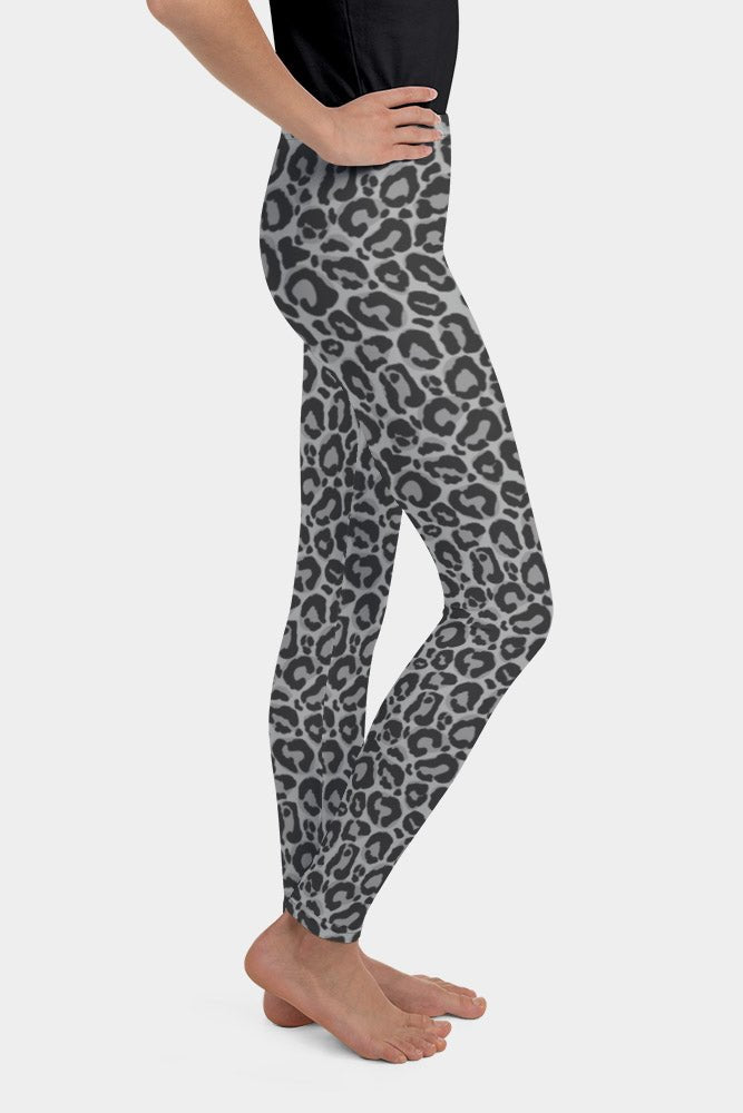 Grey Leopard Youth Leggings - SeeMyLeggings
