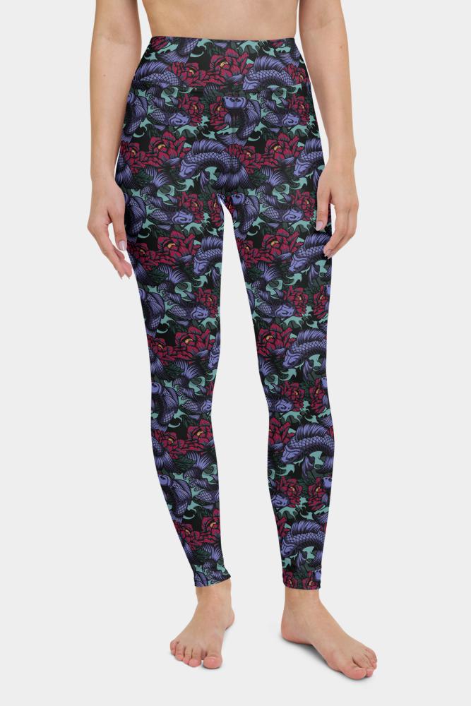 Koi Carp Fish Tattoo Yoga Pants - SeeMyLeggings