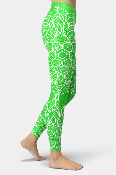 Lime Green Mandala Leggings - SeeMyLeggings
