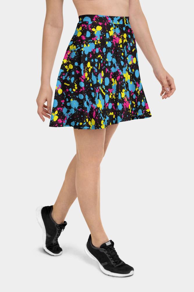 Paint Splatter Skater Skirt - SeeMyLeggings