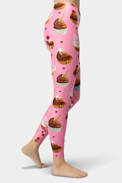 Pink Cupcake Printed Leggings - SeeMyLeggings
