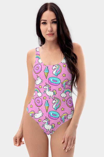 Pink Unicorns One-Piece Swimsuit - SeeMyLeggings