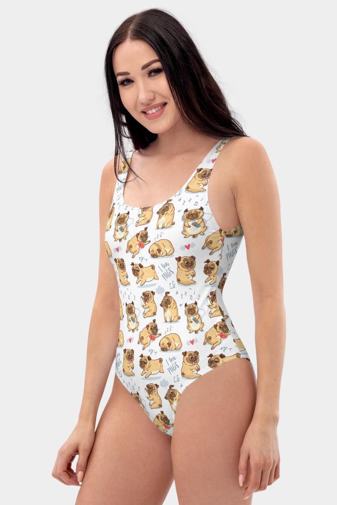 Pugs One-Piece Swimsuit - SeeMyLeggings