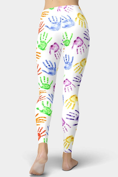 Rainbow Hands Printed Leggings - SeeMyLeggings