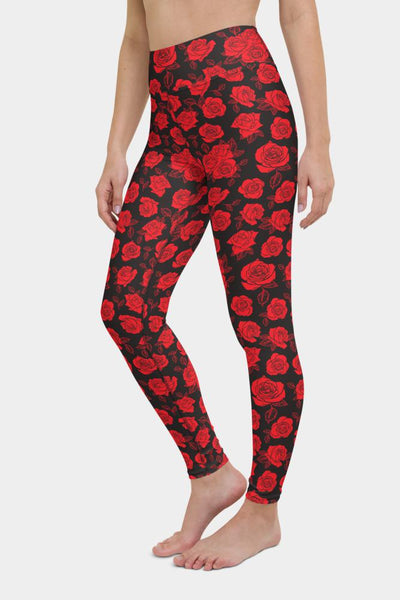 Red Roses Yoga Pants - SeeMyLeggings