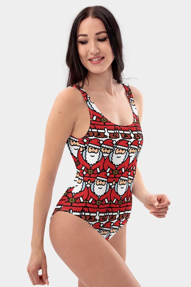 Santa Christmas One-Piece Swimsuit - SeeMyLeggings