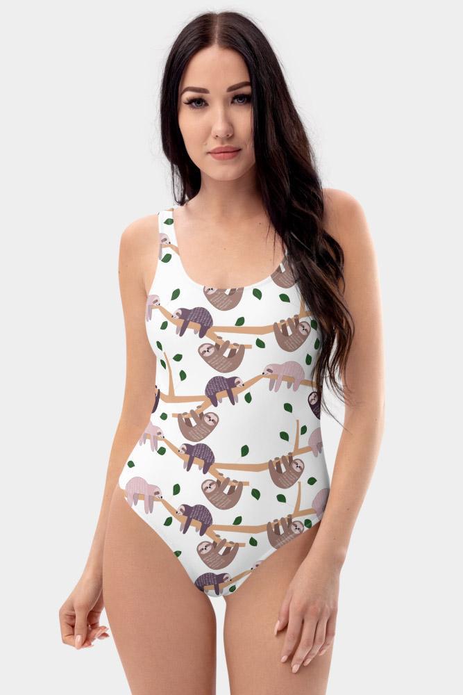 Sloths One-Piece Swimsuit - SeeMyLeggings