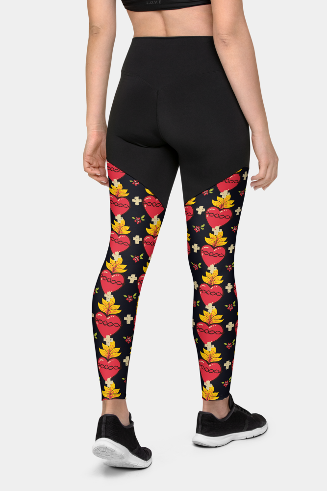 Hearts Tattoo Compression Leggings - SeeMyLeggings