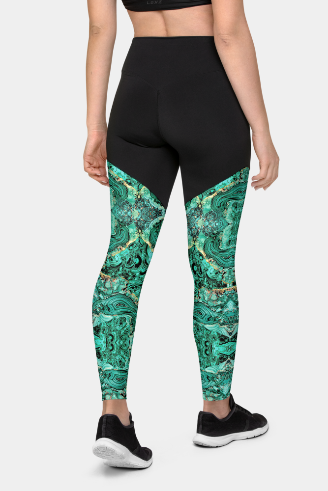 Green Marble Compression Leggings - SeeMyLeggings