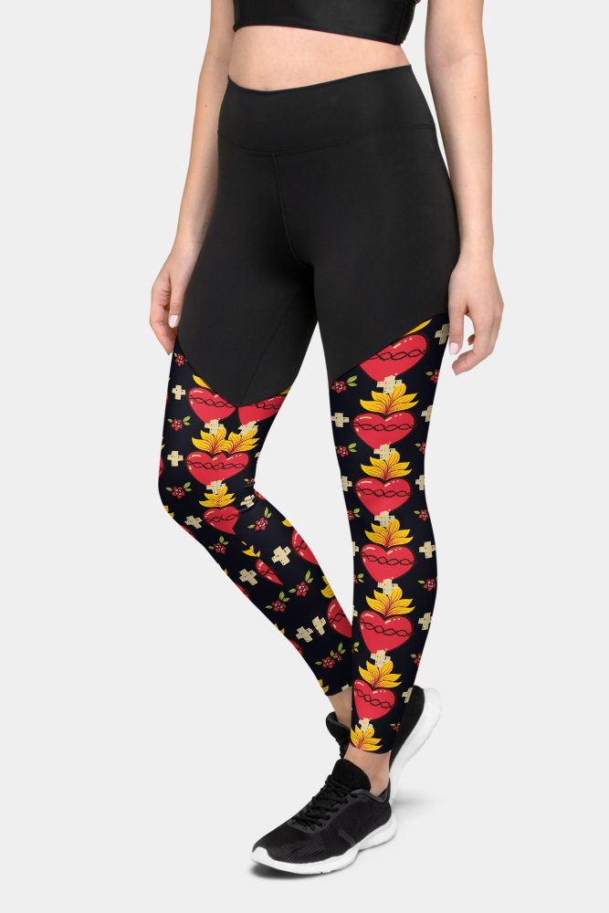 Hearts Tattoo Compression Leggings - SeeMyLeggings