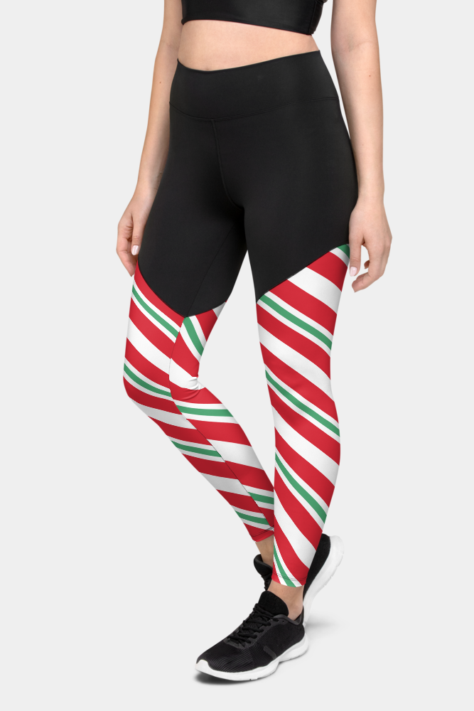 Candy Cane Compression Leggings - SeeMyLeggings