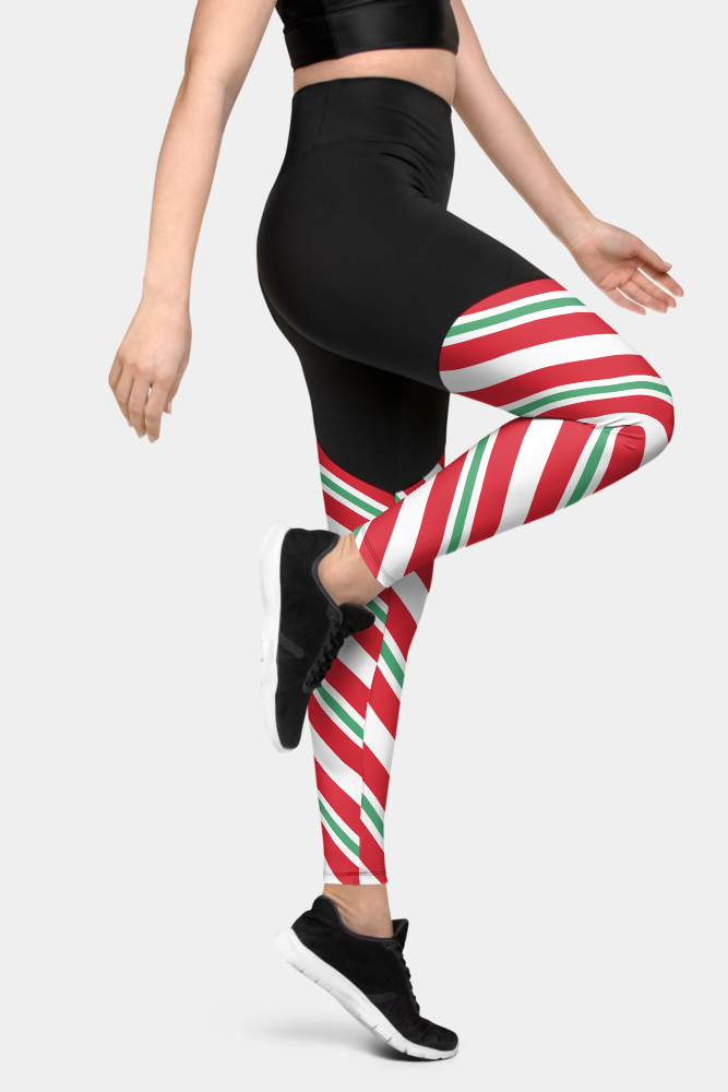 Candy Cane Compression Leggings - SeeMyLeggings