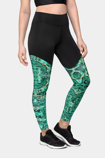 Green Marble Compression Leggings - SeeMyLeggings