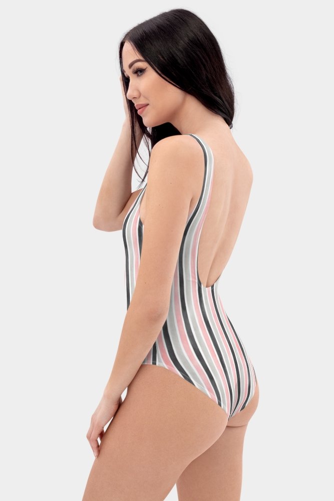 Striped One-Piece Swimsuit - SeeMyLeggings
