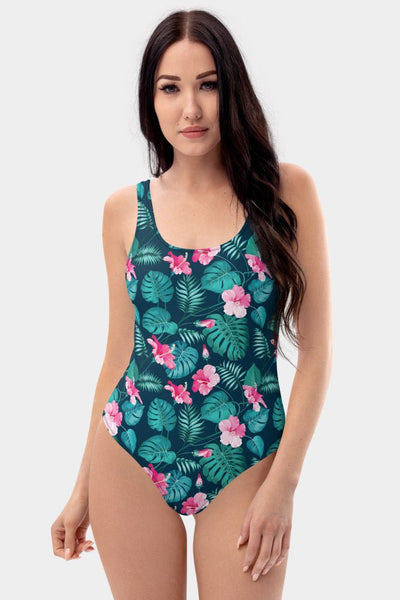 Tropical Leaves One-Piece Swimsuit - SeeMyLeggings