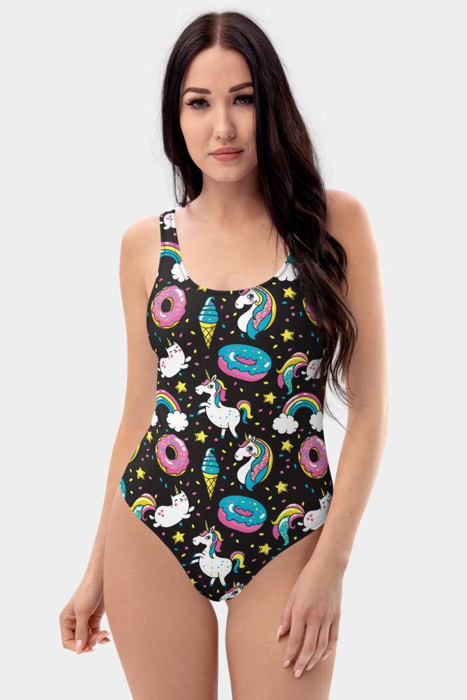Unicorn Donuts One-Piece Swimsuit - SeeMyLeggings