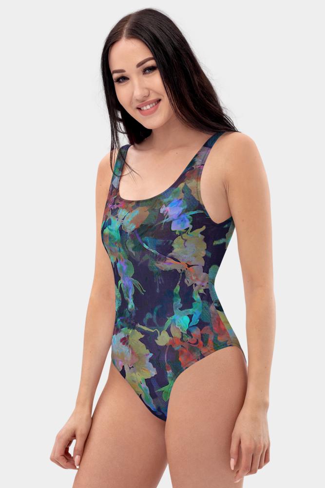 Watercolor Floral One-Piece Swimsuit - SeeMyLeggings