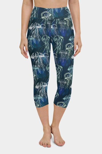 Watercolor Jellyfish Yoga Capris - SeeMyLeggings