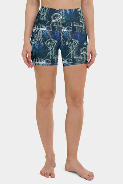 Watercolor Jellyfish Yoga Shorts - SeeMyLeggings
