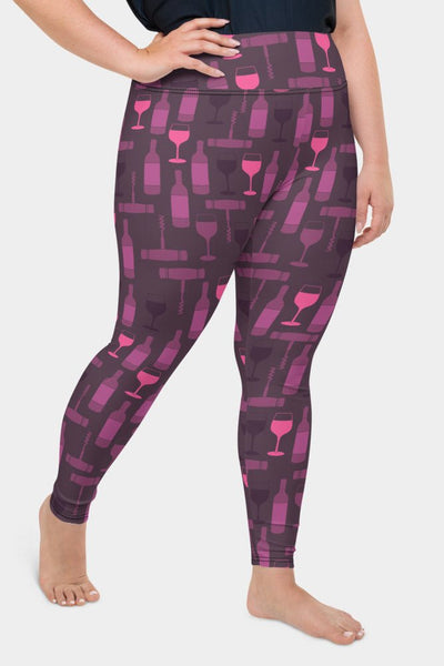 Wine Glasses Plus Size Leggings - SeeMyLeggings