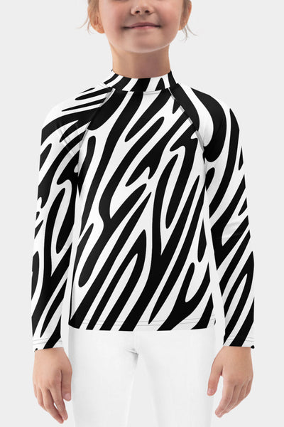 Zebra Stripes Kids Rash Guard - SeeMyLeggings