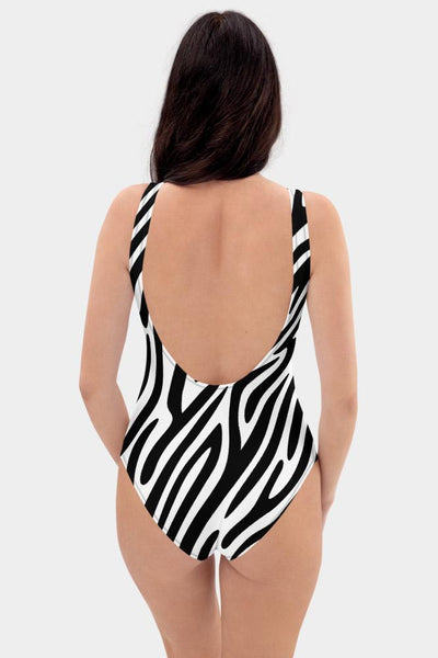 Zebra Stripes One-Piece Swimsuit - SeeMyLeggings