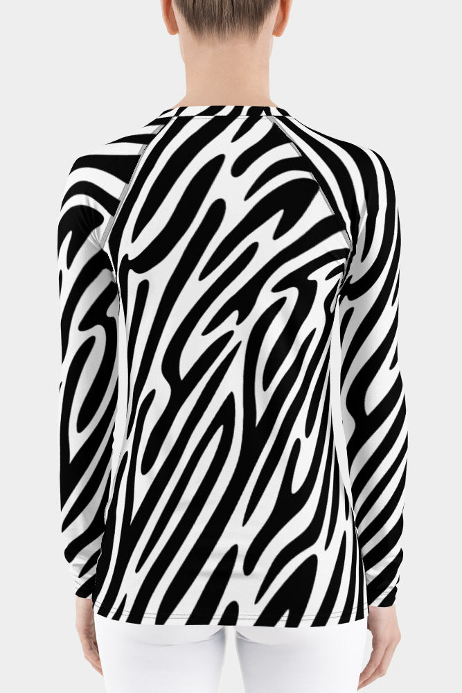 Zebra Stripes Women's Rash Guard - SeeMyLeggings