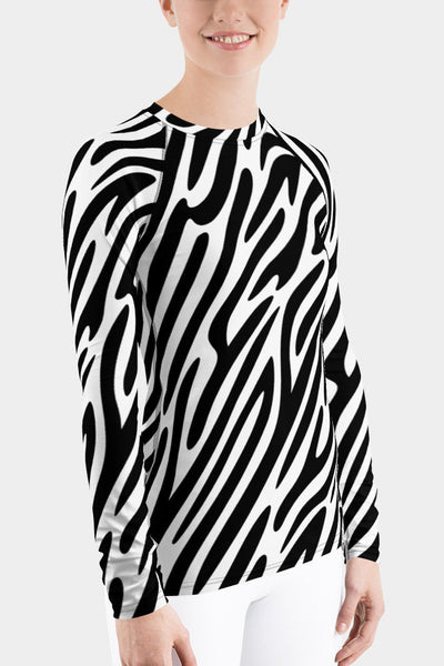 Zebra Stripes Women's Rash Guard - SeeMyLeggings